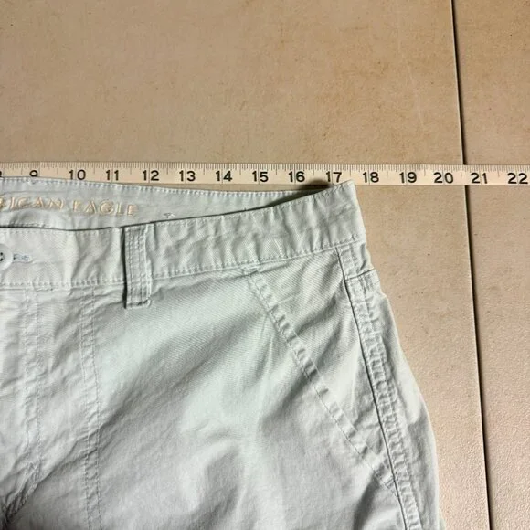 American Eagle Light /blue Cargo Capri Pants Size 12 Stretch Utility Y2K - Picture 11 of 13